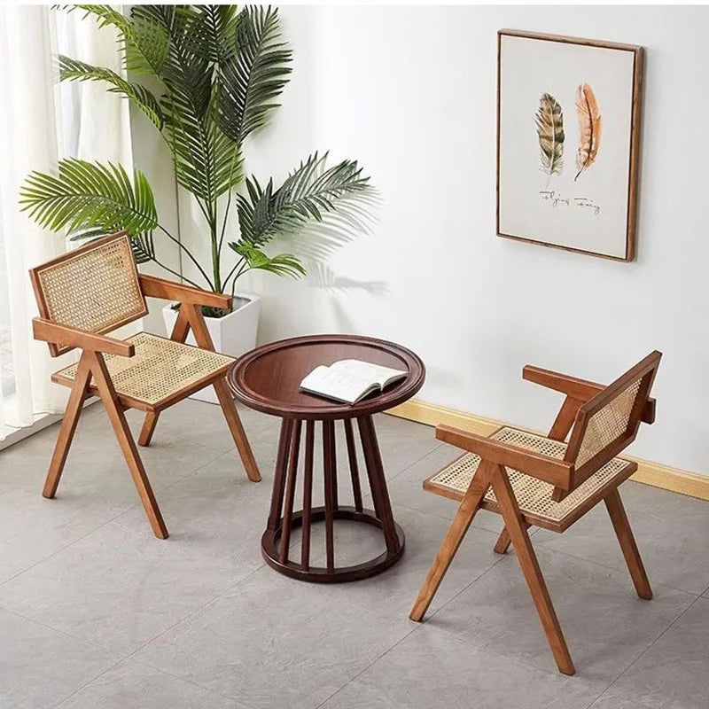 Nordic Woven Rattan Dining Chairs Modern Retro Design Chair Dining Room Furniture