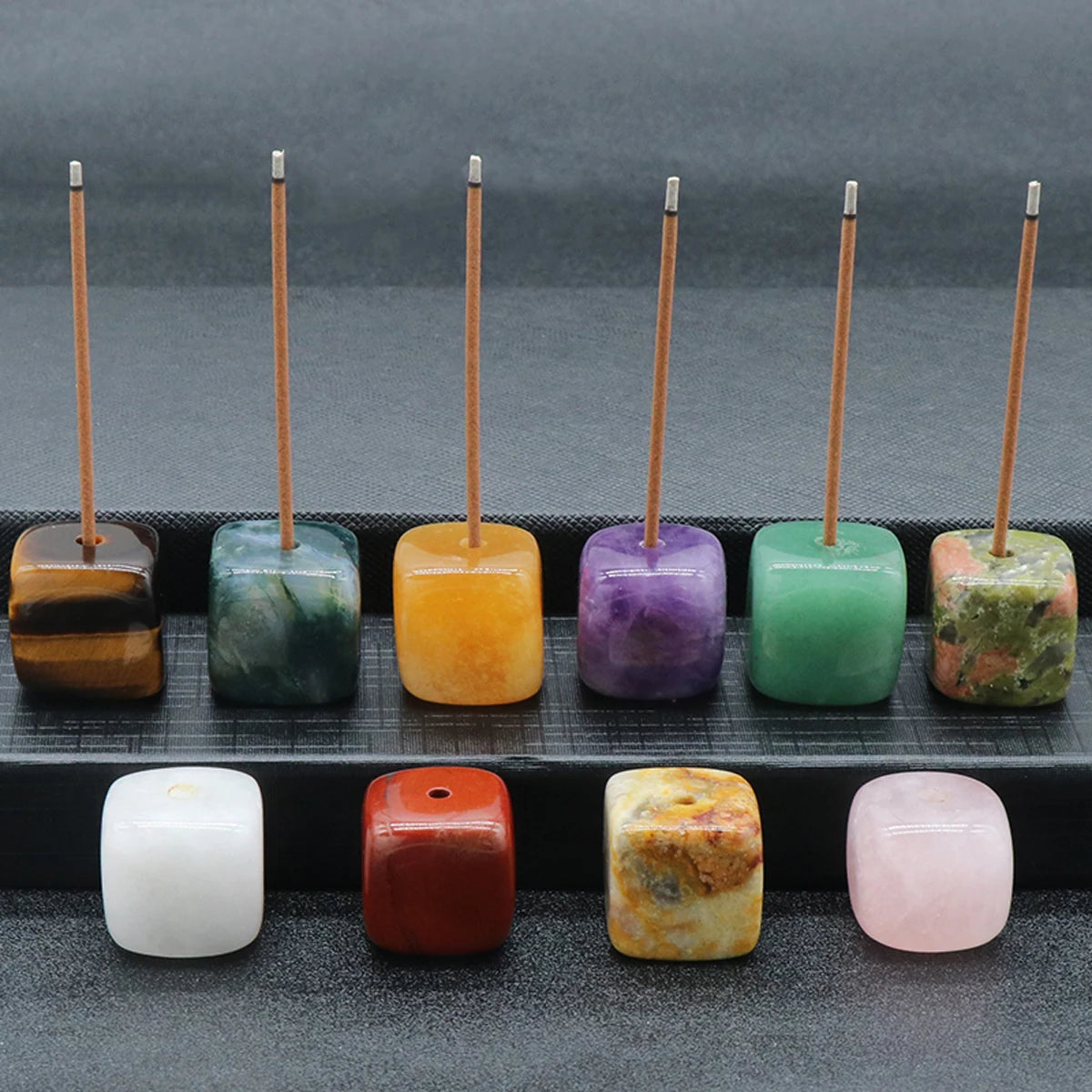 Natural Crystal Incense Sticks Holder Quartz Stone Base Meditation Accessory Decoration