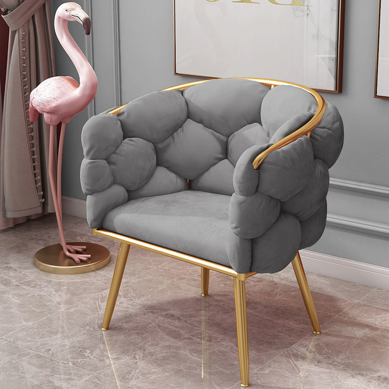 Nordic Style Gold Frame and Puffy Cushioned Luxury Statement Chair
