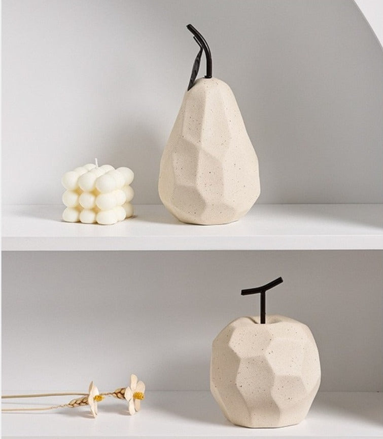 Nordic Style Ceramic Decorative Apple Pear Fruit Shape Modern Home Accessory Ornament