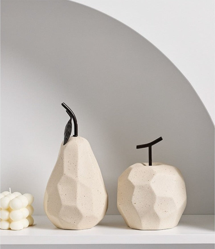 Nordic Style Ceramic Decorative Apple Pear Fruit Shape Modern Home Accessory Ornament