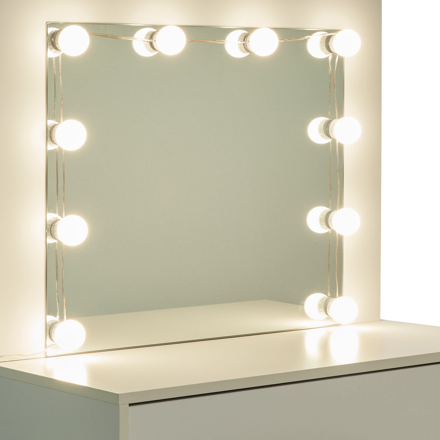 Modern Dressing Table with LED Lighting Vanity Mirror Makeup Table Set