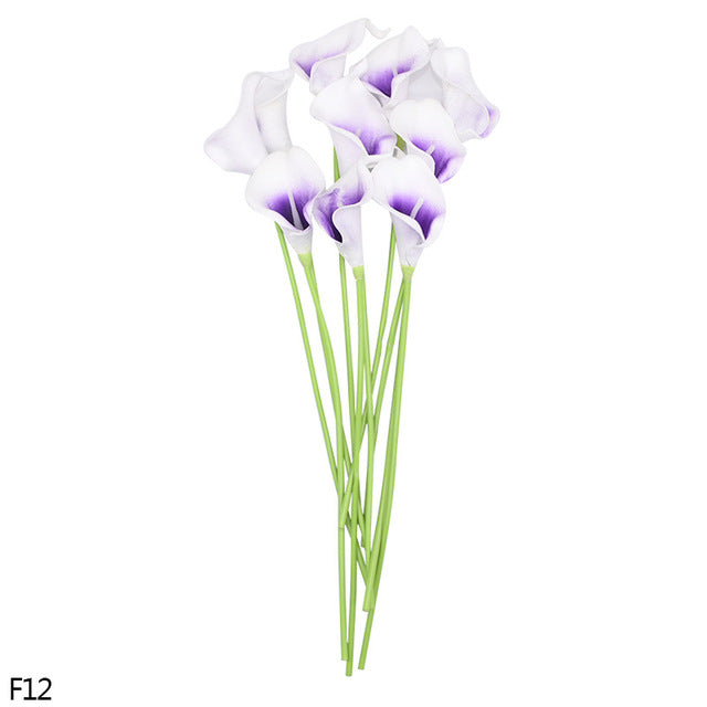 High Quality Artificial Calla Lily Faux Flower Bouquet Stems 10Pcs