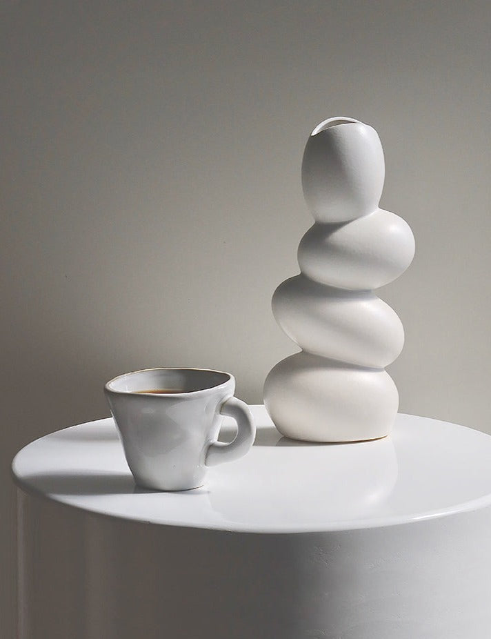 Ultra Modern Irregular Egg Shaped Unique Matte Ceramic Decorative Vase