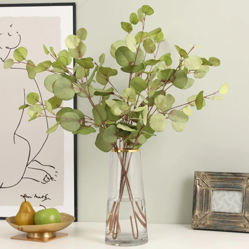 Artificial Plant Stems Faux Eucalyptus Branch Leaves Decoration