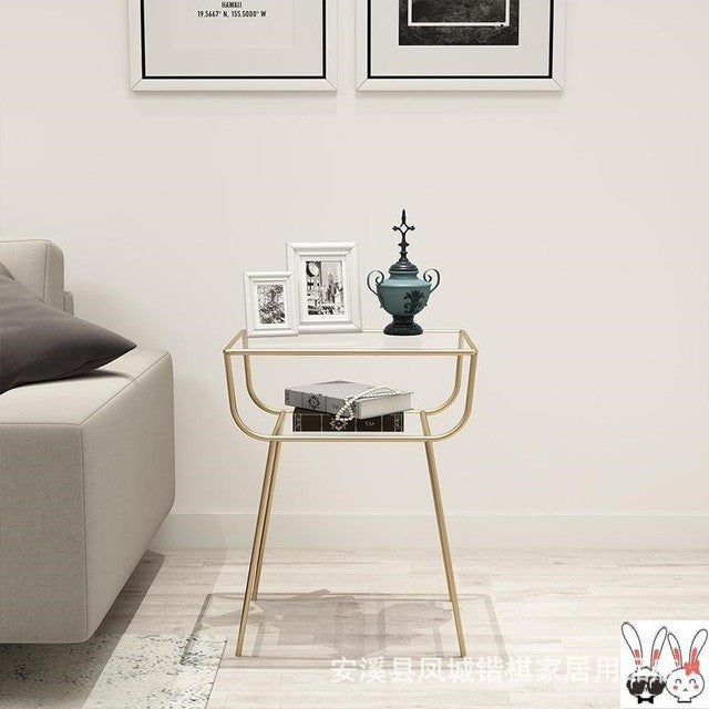 Nordic Style Living Side Table Modern Luxury Glass Bedside Table